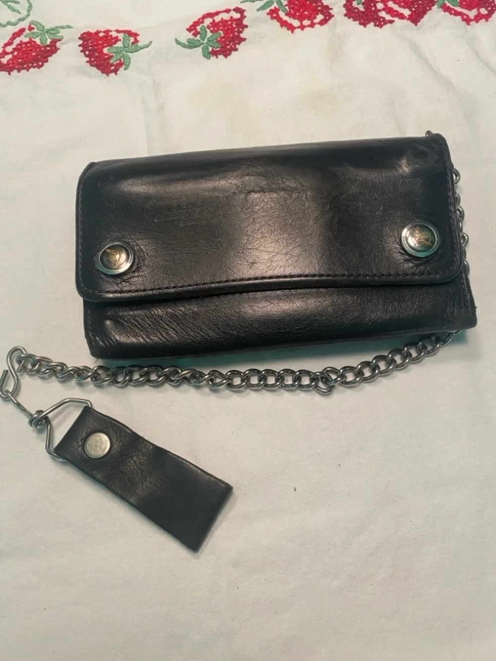 Men's Black Leather Chain Wallet - Unbranded
